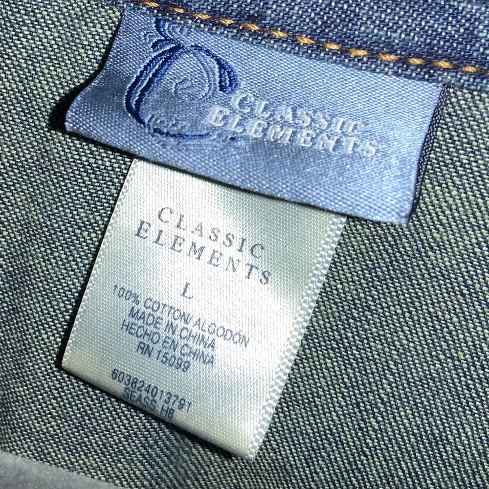 Classic Elements Denim Button Front Blouse Sz L B… - image 4